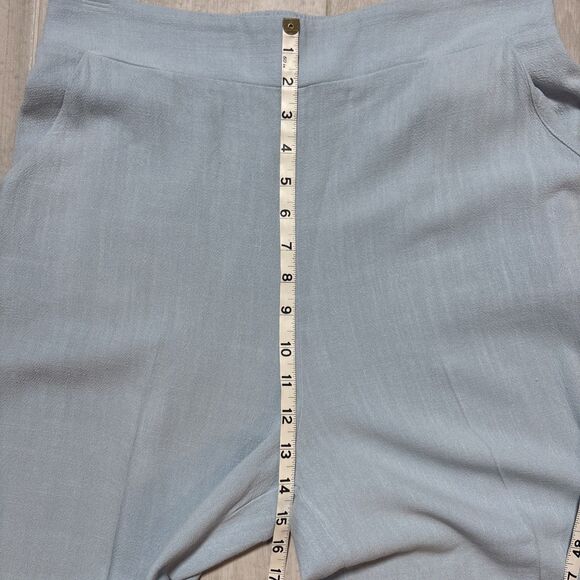 Women Linen Blend Wide Leg Crop Pants  Stretch Waist Coastal Lounge Travel Chic - Picture 5 of 8